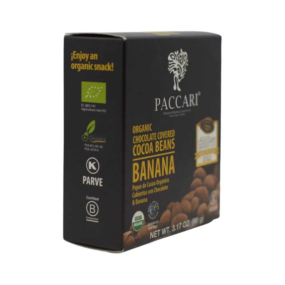 Pack of Paccari Organic Chocolate Covered Cocoa Beans with Banana