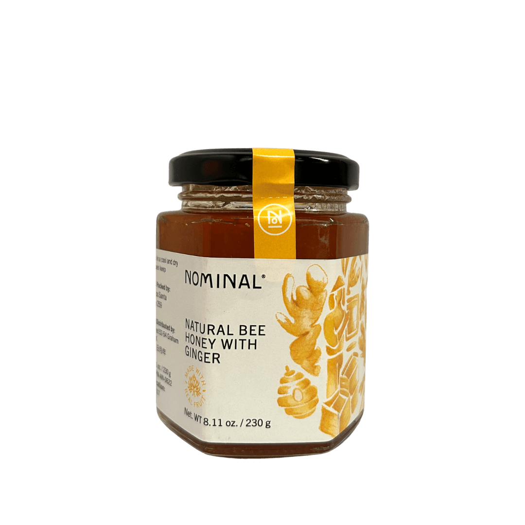 Jar of Nominal Natural Bee Honey with Ginger