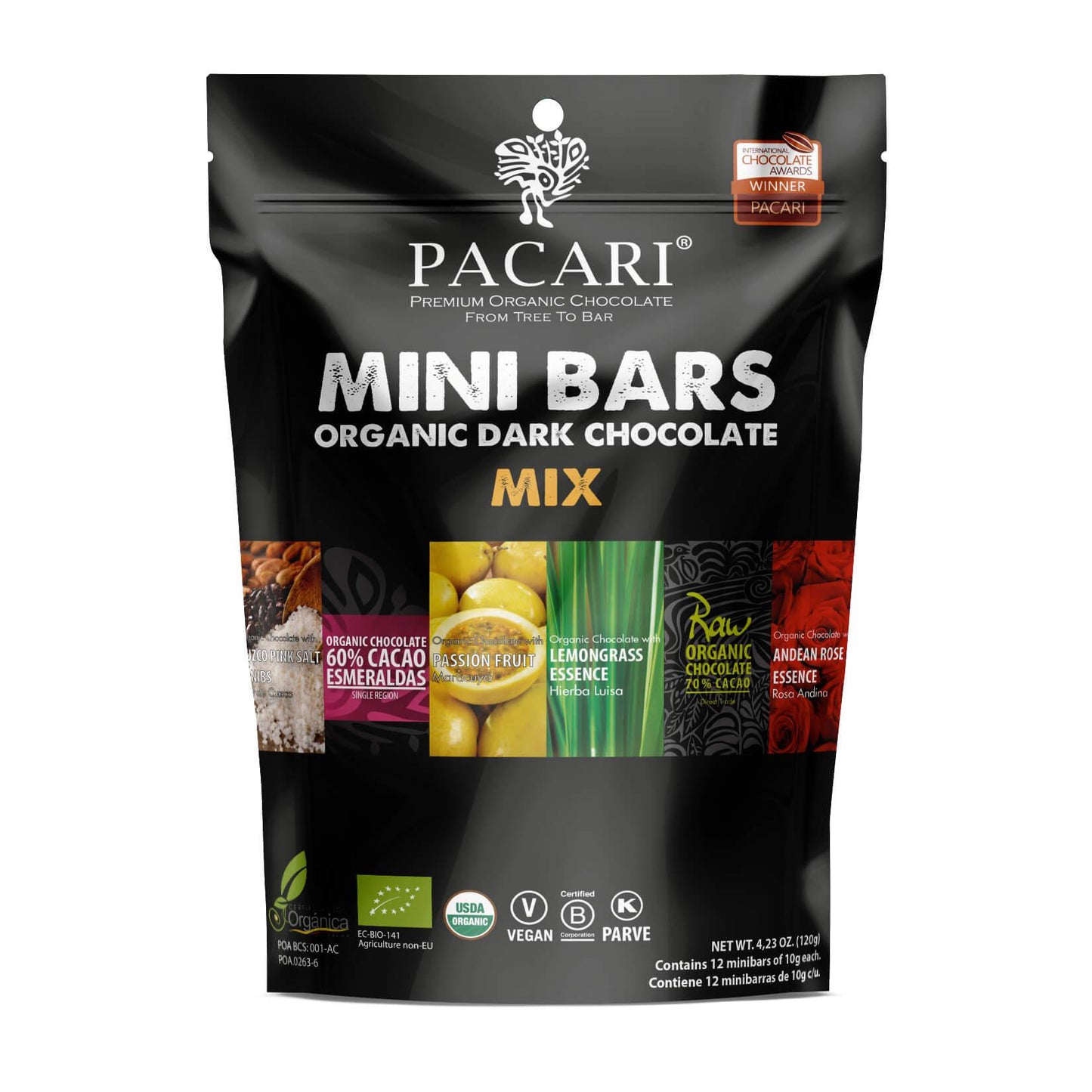 Pack of Paccari Organic Chocolate Mini Barras - Mix
