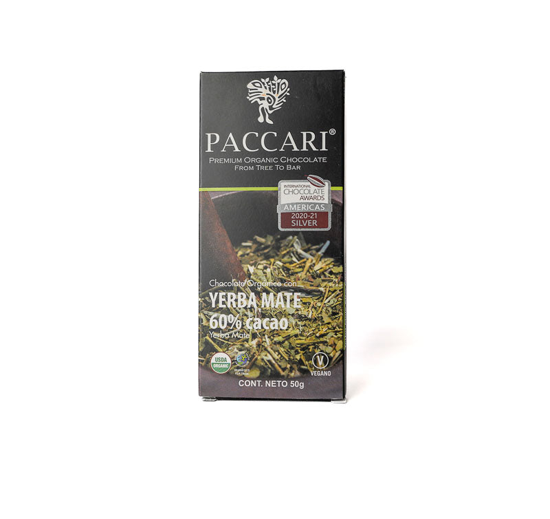 Paccari Organic Chocolate Bar 60% Cacao - Yerba Mate