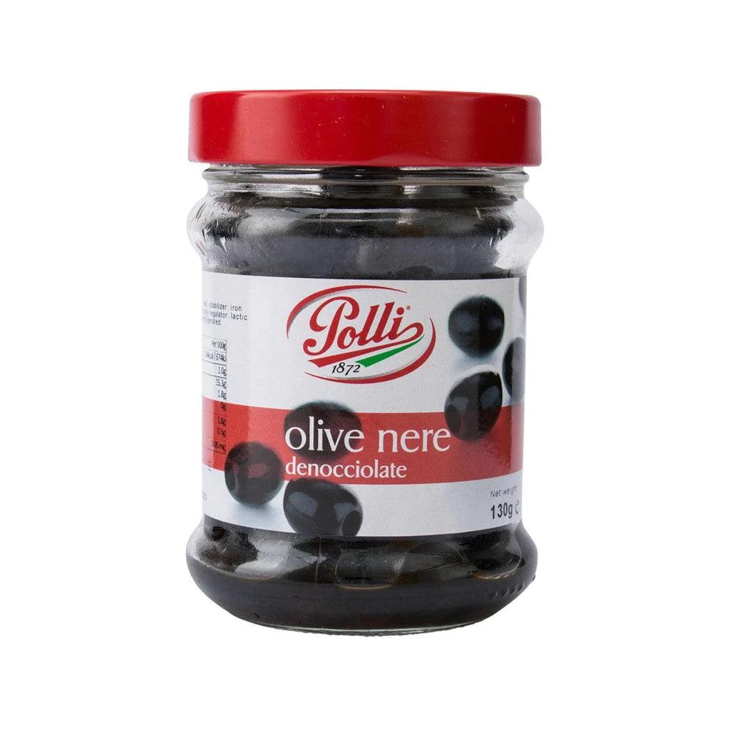Jar of Polli Pitted Black Olives 130g