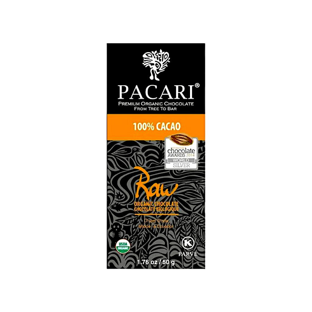 Paccari Raw Organic Chocolate Bar 100% Cacao