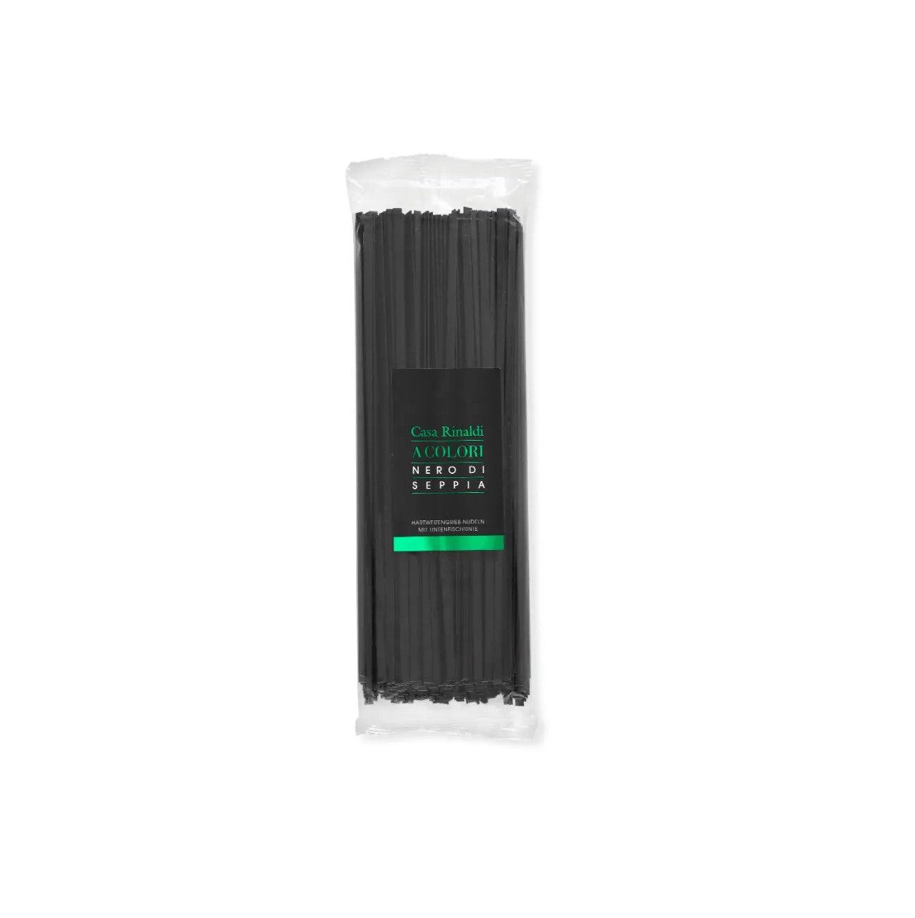Package of Casa Rinaldi Squid Ink Tagliatelle black pasta