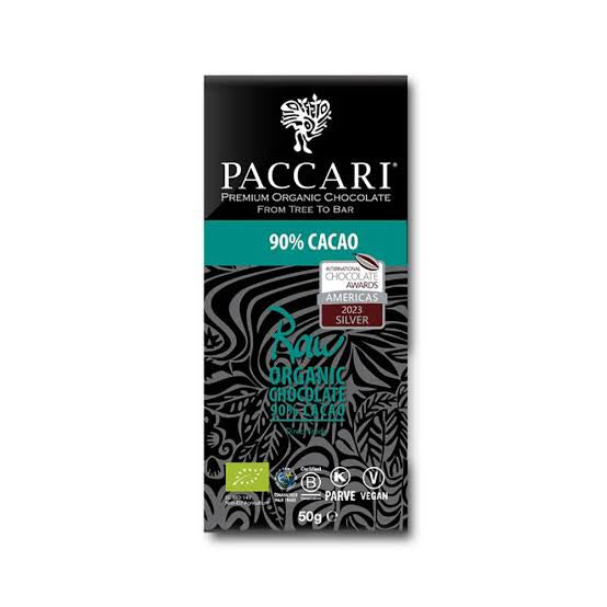 Paccari Raw Organic Chocolate 90% Cacao | Vegan | Gluten Free | Keto | Diabetic Friendly