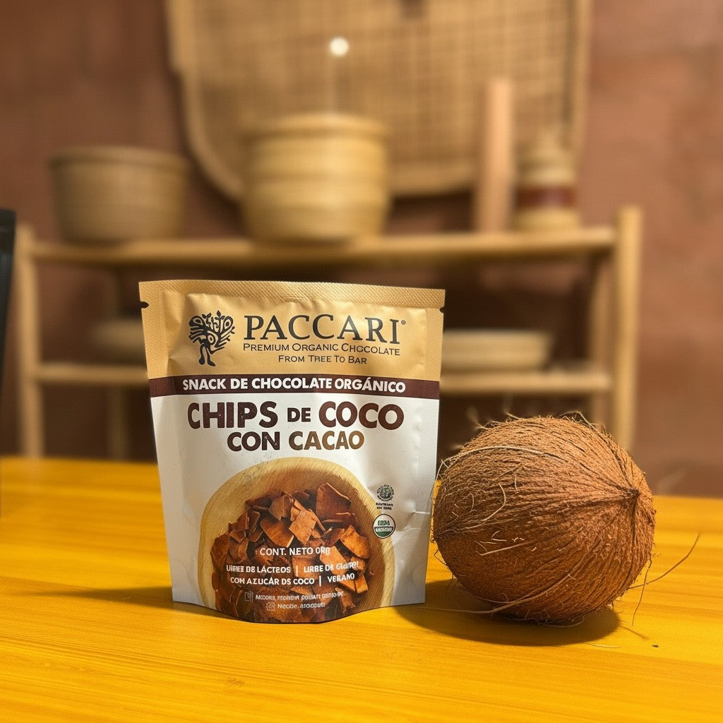 Organic Coconut Chips with Cocoa | Imported from Ecuador | Low Carb & Vegan | Baked High Fiber