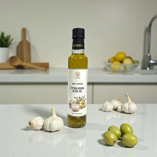 Nominal Garlic Infused Extra Virgin Olive Oil 250ml | Cold Pressed | Acidity <0.5% | Lebanon